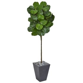 Fiddle Leaf Artificial Tree in Slate Finished Planter