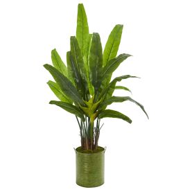 Travelers Palm Artificial Tree in Metal Planter