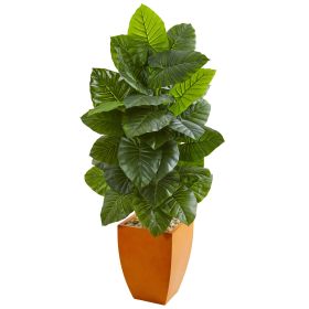 Taro Artificial Plant in Orange Planter