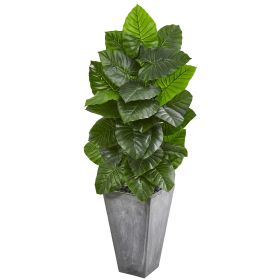 Taro Artificial Plant in Tall Cement Planter