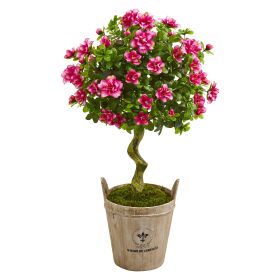 Azalea Artificial Topiary Tree in Farmhouse Planter