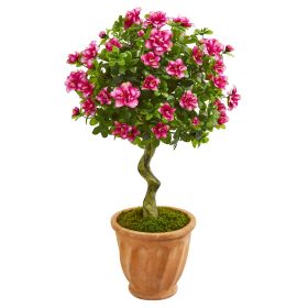 Azalea Artificial Topiary Tree in Terra Cotta Planter