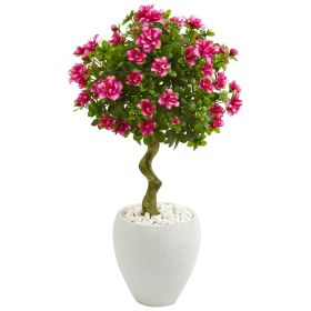 Azalea Artificial Topiary Tree in White Planter