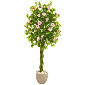 Rose Artificial Tree in Sand Stone Planter