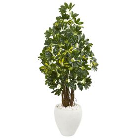 Schefflera Artificial Tree in White Planter