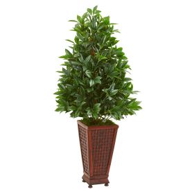 Bay Leaf Artificial Topiary Tree in Decorative Planter