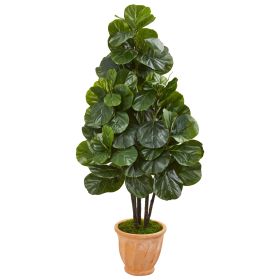 Fiddle Leaf Fig Artificial Tree in Terra Cotta Planter