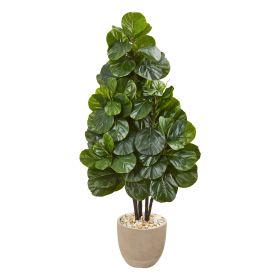 Fiddle Leaf Fig Artificial Tree in Sand Stone Planter