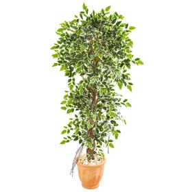 Elegant Ficus Artificial Tree in Terra Cotta Planter