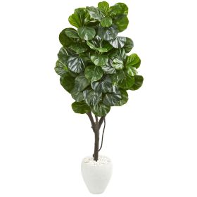 Fiddle Leaf Fig Artificial Tree in White Planter