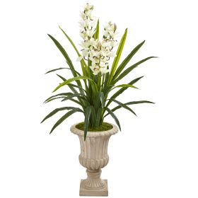 Cymbidium Orchid Artificial Plant in Urn