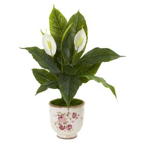Spathifyllum Artificial Plant in Decorative Vase