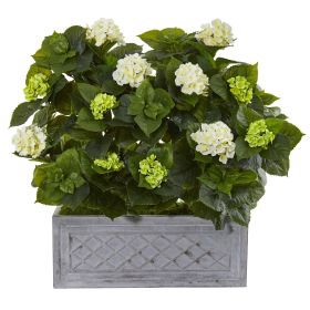 Hydrangea Artificial Plant in Stone Planter