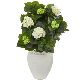 Hydrangea Artificial Plant in White Planter