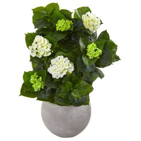 Hydrangea Artificial Plant in Sand Stone Bowl
