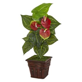 Anthurium Artificial Plant in Planter (Real Touch)