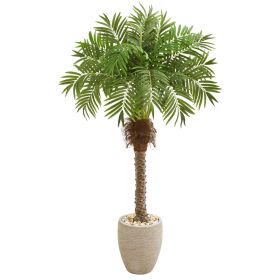 Robellini Palm Artificial Tree in Sandstone Planter