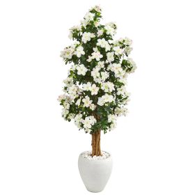 Azalea Artificial Tree in White Planter