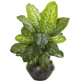 Dieffenbachia Artificial Plant in Metal Bowl (RealTouch)