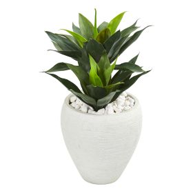Double Agave Artificial Plant in White Planter