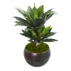 Double Agave Artificial Plant in Metal Bowl Planter