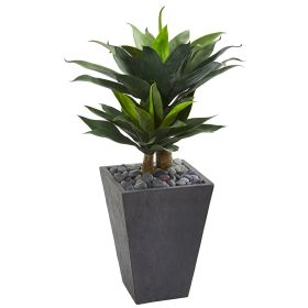 Double Agave Succulent Artificial Plant in Slate Planter
