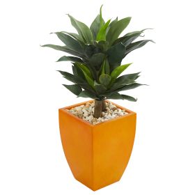 Double Agave Succulent Artificial Plant in Orange Planter