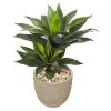 Double Agave Artificial Plant in Sand Stone Planter