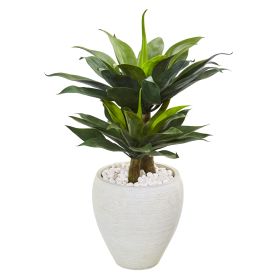 Double Agave Succulent Artificial Plant in White Planter