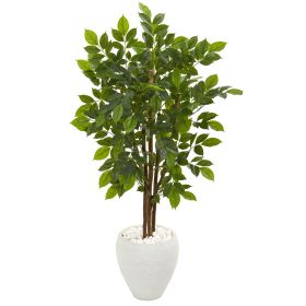 River Birch Artificial Tree in White Planter
