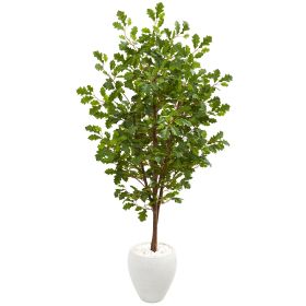 Oak Artificial Tree in White Planter