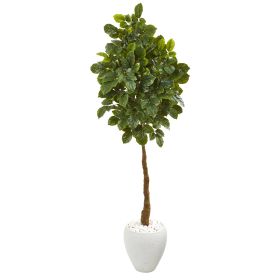 Beech Leaf Artificial Tree in White Planter