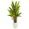Bird of Paradise Artificial Plant in White Planter