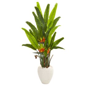 Bird of Paradise Artificial Plant in White Planter