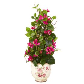Bougainvillea Artificial Climbing Plant in Floral Vase