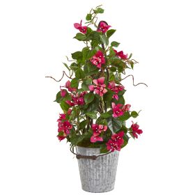 Bougainvillea Artificial Climbing Plant in Metal Bucket