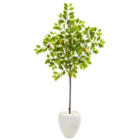 Lemon Artificial Tree in White Planter