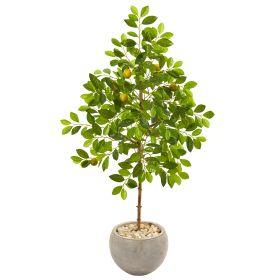 Lemon Artificial Tree in Sand Colo Red Planter