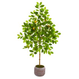 Lemon Artificial Tree in Stoneware Planter