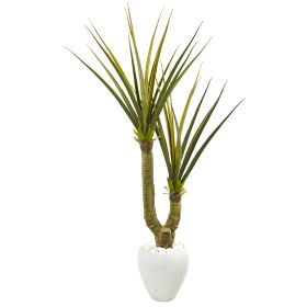 Yucca Artificial Plant in White Planter