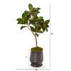 Magnolia Leaf Artificial Tree in Ribbed Metal Planter