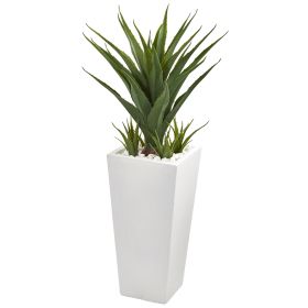 Spiky Agave Artificial Plant in White Planter