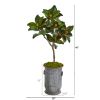 Magnolia Leaf Artificial Tree in Vintage Metal Planter