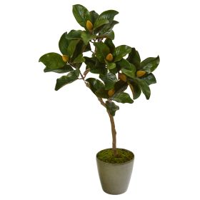 Magnolia Leaf Artificial Tree in Olive Green Planter
