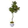 Magnolia Artificial Tree in Vintage Floral Planter