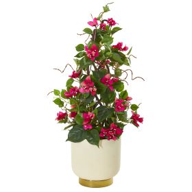 Bougainvillea Artificial Plant in White Designer Bowl