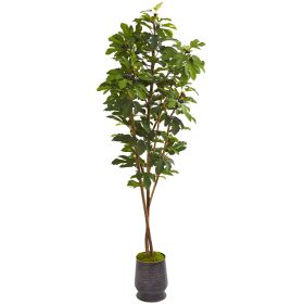 Fig Artificial Tree in Ribbed Metal Planter