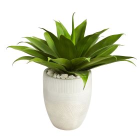 Agave Succulent Artificial Plant in White Planter