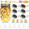 6 Pcs Solar Powered Mason Jar Lid Lights 20 LEDs Fairy String Lights Xmas Garden Decor