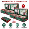 2Pcs Christmas Wrapping Paper Storage Containers Foldable Water Resistant Gift Wrap Organizer with Pockets Handles for Ribbon Card Bows Gift Bag Under